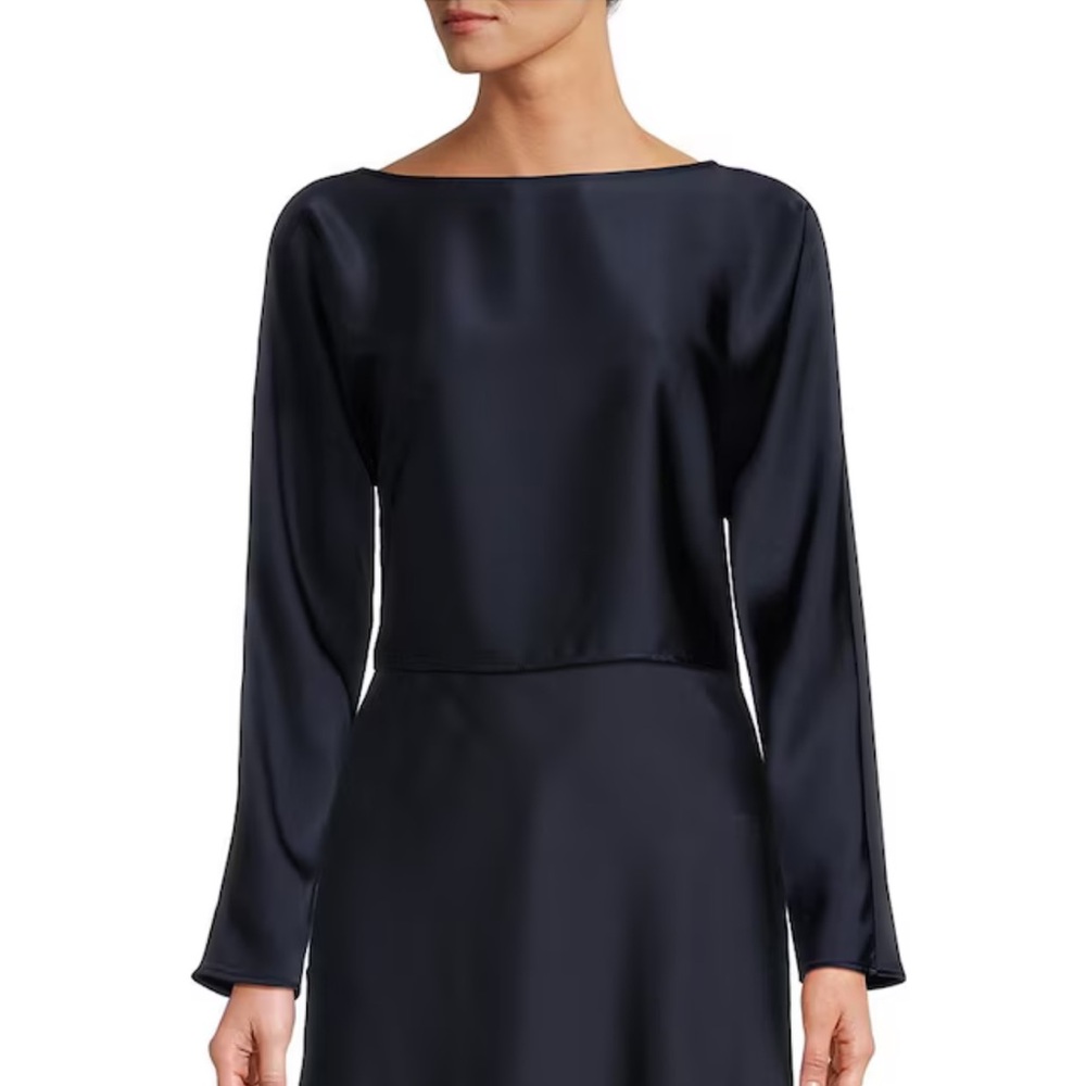 Antonio Melani Blyss Boat Neck Long Sleeve Coordinating Satin Blouse